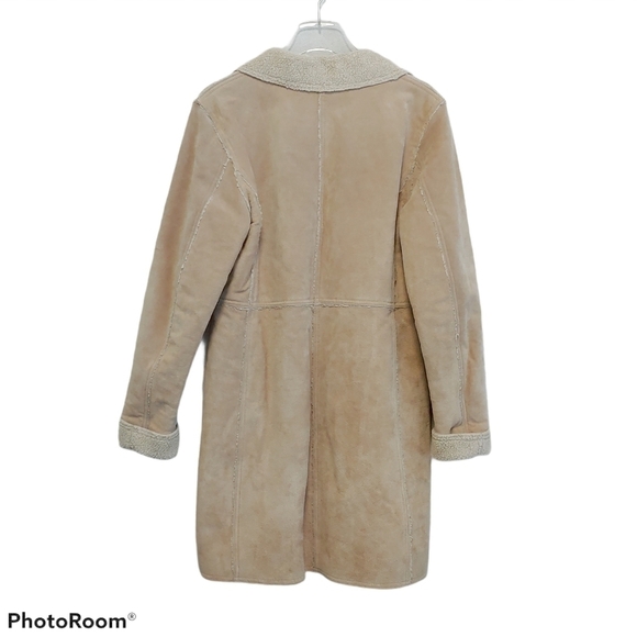 Colebrook Suede Leather Duster Notch Collar Mid Length Sz M - Picture 2 of 8